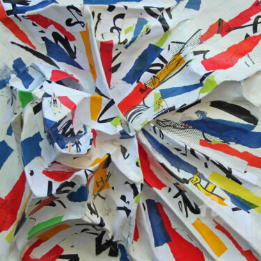Коллажи под названием "Sports d'hiver" - Sylvie Penet, Подлинное произведение искусства, Коллажи Установлен на Деревянная ра…
