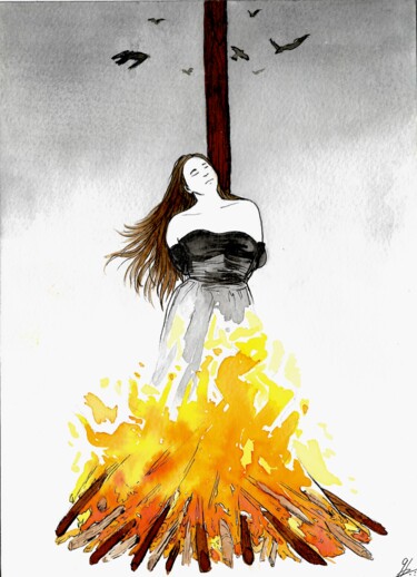 Disegno intitolato "witches" da Greg Brs, Opera d'arte originale, Acquarello