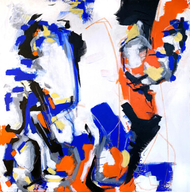 Картина под названием "Untitled Orange & B…" - Greg Bryce, Подлинное произведение искусства, Акрил Установлен на Деревянная…