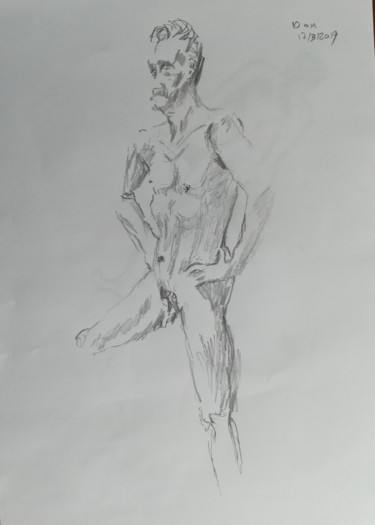 Drawing titled "Sketch man standing…" by Greg Grefenstette, Original Artwork, Pencil