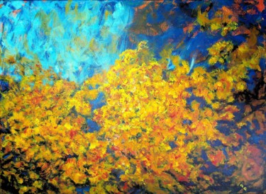 Painting titled "Blue and yellow, nu…" by Greg Grefenstette, Original Artwork, Acrylic