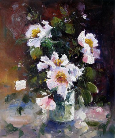 Peinture intitulée "Vase Flower 303" par Greg Leander, Œuvre d'art originale, Huile Monté sur Châssis en bois