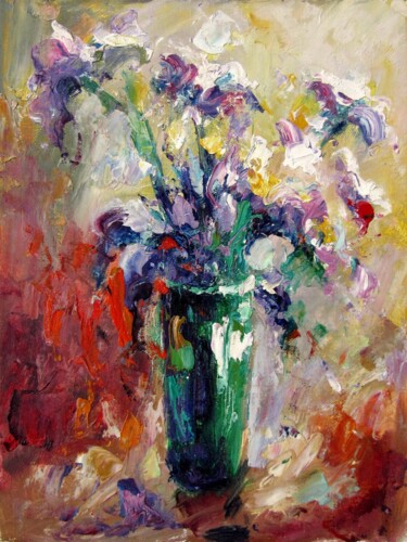 Peinture intitulée "Vase Flower 020" par Greg Leander, Œuvre d'art originale, Huile Monté sur Châssis en bois