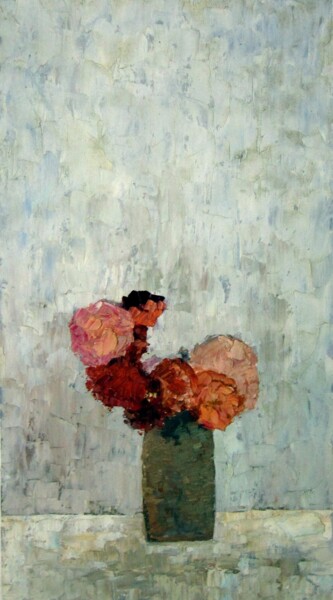 Peinture intitulée "Flower in vase 301" par Greg Leander, Œuvre d'art originale, Huile Monté sur Châssis en bois