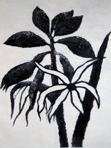 Malerei mit dem Titel "Flower Decor 002D" von Greg Leander, Original-Kunstwerk, Öl