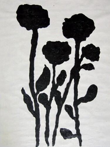Ζωγραφική με τίτλο "Flower Decor 005D" από Greg Leander, Αυθεντικά έργα τέχνης, Λάδι