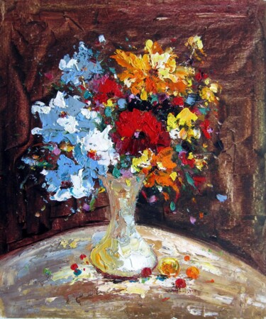 Peinture intitulée "Vase Flower 211" par Greg Leander, Œuvre d'art originale, Huile Monté sur Châssis en bois