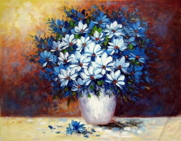 Pintura titulada "Vase Flower 401" por Greg Leander, Obra de arte original, Oleo Montado en Bastidor de camilla de madera