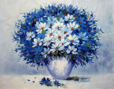 Pintura titulada "Vase Flower 403" por Greg Leander, Obra de arte original, Oleo Montado en Bastidor de camilla de madera
