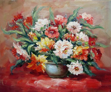 Pintura titulada "Vase Flower 312" por Greg Leander, Obra de arte original, Oleo Montado en Bastidor de camilla de madera