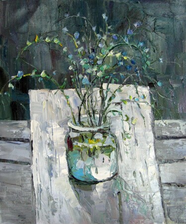 Peinture intitulée "Vase Flower 318" par Greg Leander, Œuvre d'art originale, Huile Monté sur Châssis en bois