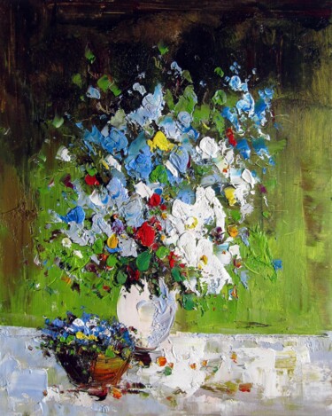 Peinture intitulée "Vase Flower 113" par Greg Leander, Œuvre d'art originale, Huile Monté sur Châssis en bois