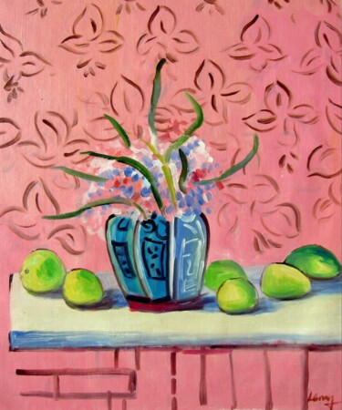 Peinture intitulée "Vase flower 333D" par Greg Leander, Œuvre d'art originale, Huile Monté sur Châssis en bois