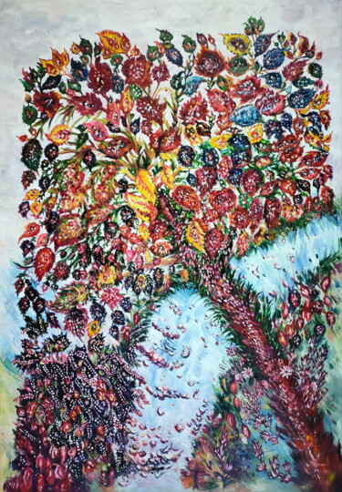 Schilderij getiteld "Tree of Paridise" door Greg Leander, Origineel Kunstwerk, Olie