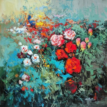 Peinture intitulée "Wild flowers 102D" par Greg Leander, Œuvre d'art originale, Acrylique Monté sur Châssis en bois