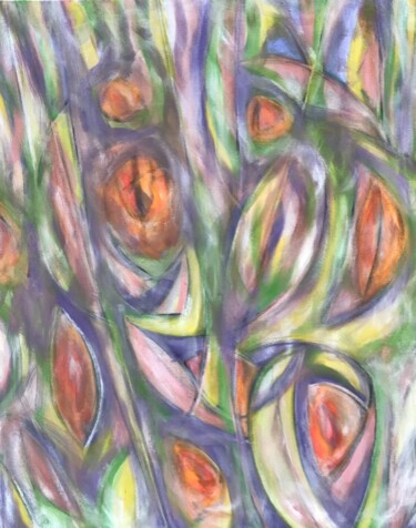 Painting titled "Floral Movement 5" by Gregg Simpson, Original Artwork, Acrylic Mounted on Wood Stretcher frame