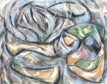 Ζωγραφική με τίτλο "Floral Movement 6" από Gregg Simpson, Αυθεντικά έργα τέχνης, Ακρυλικό Τοποθετήθηκε στο Ξύλινο φορείο σκε…