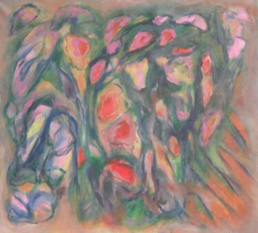 Ζωγραφική με τίτλο "Blossoms-5" από Gregg Simpson, Αυθεντικά έργα τέχνης, Ακρυλικό Τοποθετήθηκε στο Ξύλινο φορείο σκελετό