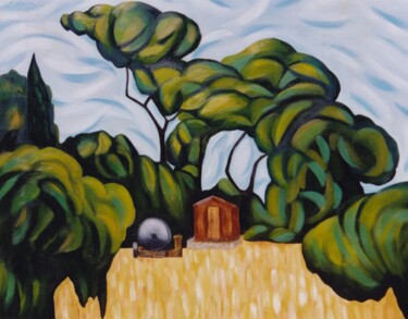 Painting titled "Field Near Mt. Ste.…" by Gregg Simpson, Original Artwork, Oil Mounted on Wood Stretcher frame