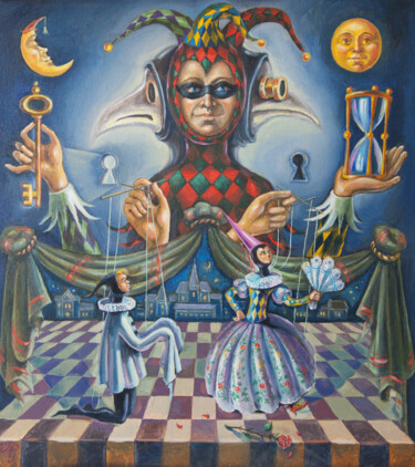 Pintura intitulada "Commedia dell'arte" por Greg Known, Obras de arte originais, Óleo