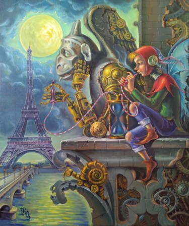 Картина под названием "Gargoyle Prophecy" - Greg Known, Подлинное произведение искусства, Масло