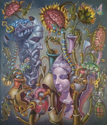 Картина под названием "Still life with thr…" - Greg Known, Подлинное произведение искусства, Масло