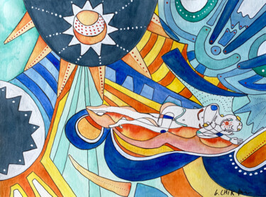 绘画 标题为“Nuit tropicale” 由Grégoire Chikhani, 原创艺术品, 水彩
