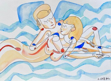 Peinture intitulée "Traîner au lit" par Grégoire Chikhani, Œuvre d'art originale, Aquarelle