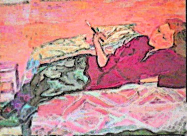 Peinture intitulée "Claudine  fumant su…" par Grégoire Koboyan (Cricorps), Œuvre d'art originale, Huile