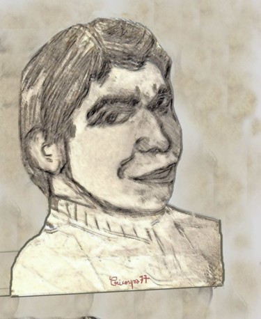 Dessin intitulée "auto-portrait 1977" par Grégoire Koboyan (Cricorps), Œuvre d'art originale, Conté