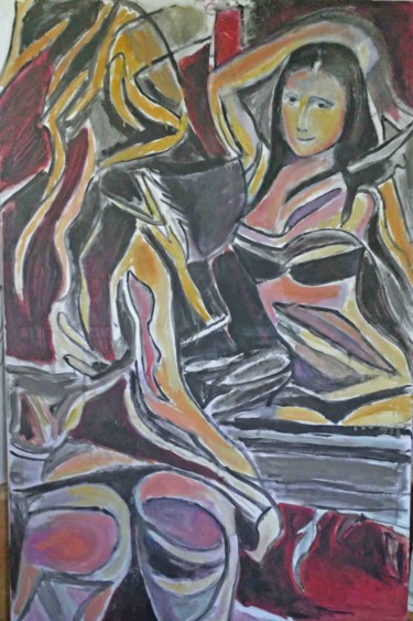Peinture intitulée "Nu  face au miroir" par Grégoire Koboyan (Cricorps), Œuvre d'art originale, Huile