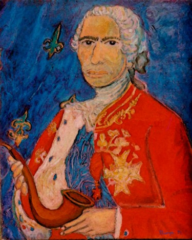 Painting titled "auto-portrait royal" by Grégoire Koboyan (Cricorps), Original Artwork, Oil