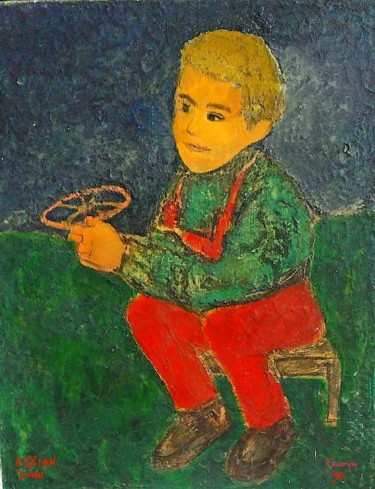 "Mon fils à 3 ans" başlıklı Tablo Grégoire Koboyan (Cricorps) tarafından, Orijinal sanat, Petrol