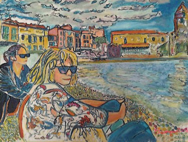 Painting titled "A Collioure" by Grégoire Koboyan (Cricorps), Original Artwork, Oil