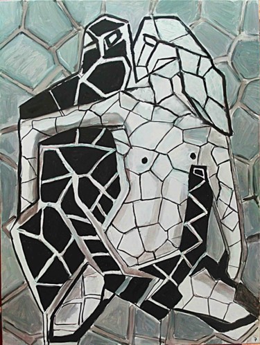 Etreinte Peinture intitulée "Etreinte" par Grégoire Koboyan (Cricorps), Œuvre d'art originale, Huile