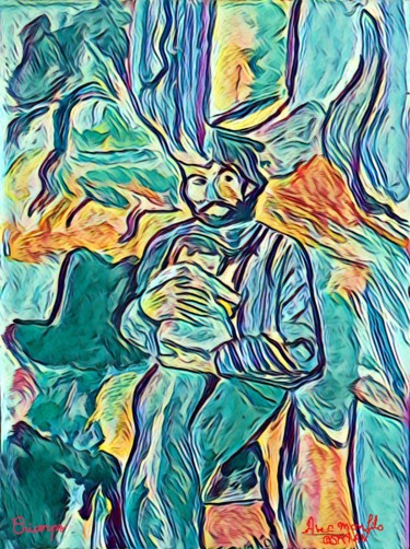 Digital Arts titled "Avec mon fils Oskian" by Grégoire Koboyan (Cricorps), Original Artwork, Digital Painting