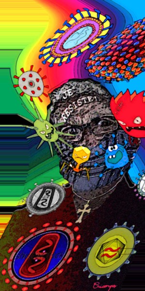 Digitale Kunst mit dem Titel "Virus" von Grégoire Koboyan (Cricorps), Original-Kunstwerk, Digitale Malerei