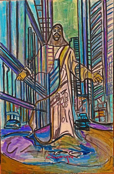 Peinture intitulée "Apparition "L'homme…" par Grégoire Koboyan (Cricorps), Œuvre d'art originale, Huile