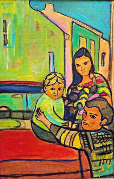 Peinture intitulée "Marie, Oskian et Am…" par Grégoire Koboyan (Cricorps), Œuvre d'art originale, Huile
