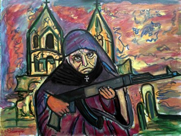 「Résistance chrétien…」というタイトルの絵画 Grégoire Koboyan (Cricorps)によって, オリジナルのアートワーク, オイル