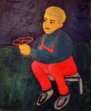 Painting titled "Mon fils  à 3 ans" by Grégoire Koboyan (Cricorps), Original Artwork, Oil