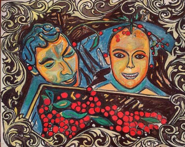 Peinture intitulée "Hmm les bonnes ceri…" par Grégoire Koboyan (Cricorps), Œuvre d'art originale, Huile