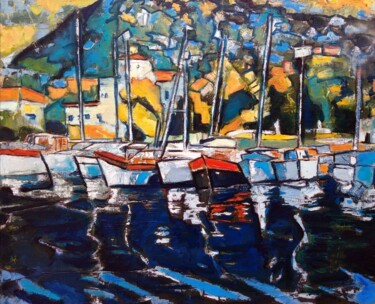 Pintura intitulada "Petit port de pêche…" por Grégoire Koboyan (Cricorps), Obras de arte originais, Óleo