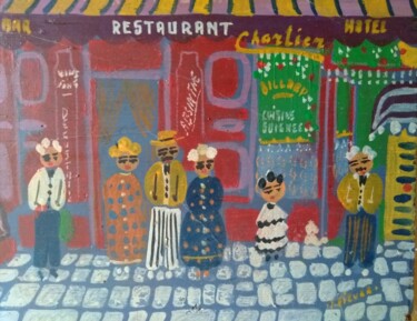 Malerei mit dem Titel "Restaurant Chartier" von Grégoire Koboyan (Cricorps), Original-Kunstwerk, Öl