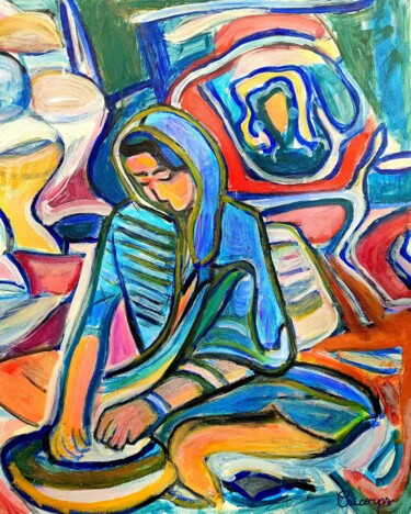 Malerei mit dem Titel "Potière en orient" von Grégoire Koboyan (Cricorps), Original-Kunstwerk, Öl