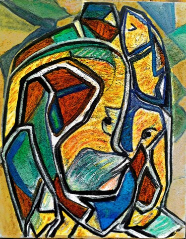 Painting titled "Symbiose" by Grégoire Koboyan (Cricorps), Original Artwork, Oil