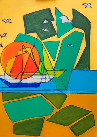 Картина под названием "A la plage" - Grégoire Koboyan (Cricorps), Подлинное произведение искусства, Масло