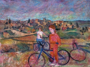 "Enfants de Bellegar…" başlıklı Tablo Grégoire Koboyan (Cricorps) tarafından, Orijinal sanat, Petrol