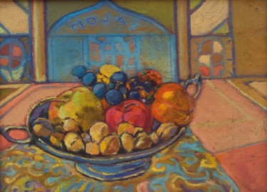 Painting titled "Coupe de fruits" by Grégoire Koboyan (Cricorps), Original Artwork, Oil