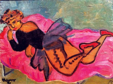 Painting titled "kéa au tutu 1991" by Grégoire Koboyan (Cricorps), Original Artwork, Oil